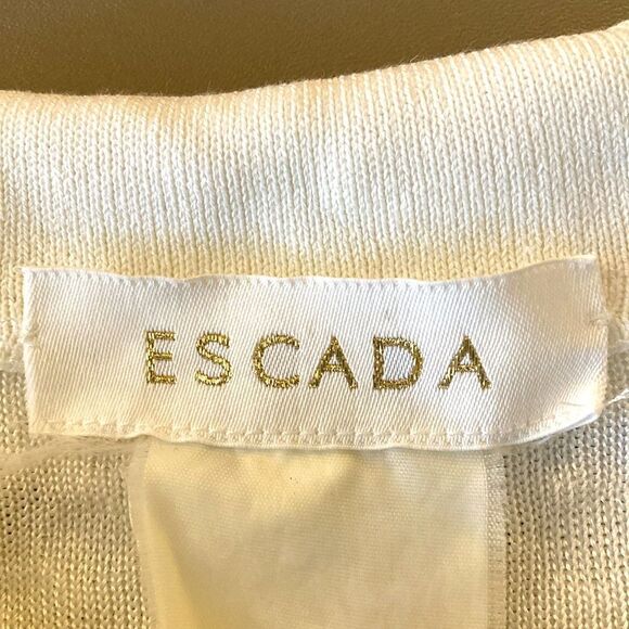 Escada Woman’s White & Gold Studded Cropped Jacket Full Double Zipper. Size 4. - Picture 8 of 8